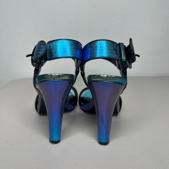 Karl Lagerfeld Cieone Iridescent Embossed Heels Size 7.5 - Picture 5 of 10
